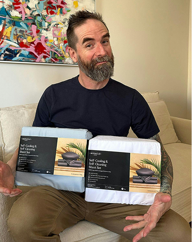 UGC-style selfies of happy customers holding their new Miracle Made® Sheets boxes.